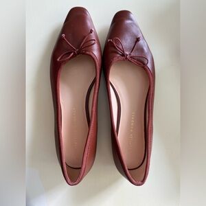Loeffler Randall Burgundy Flats with Bow Detail